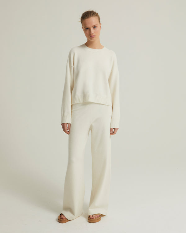 Wide-leg knit trousers - white - Yves Salomon
