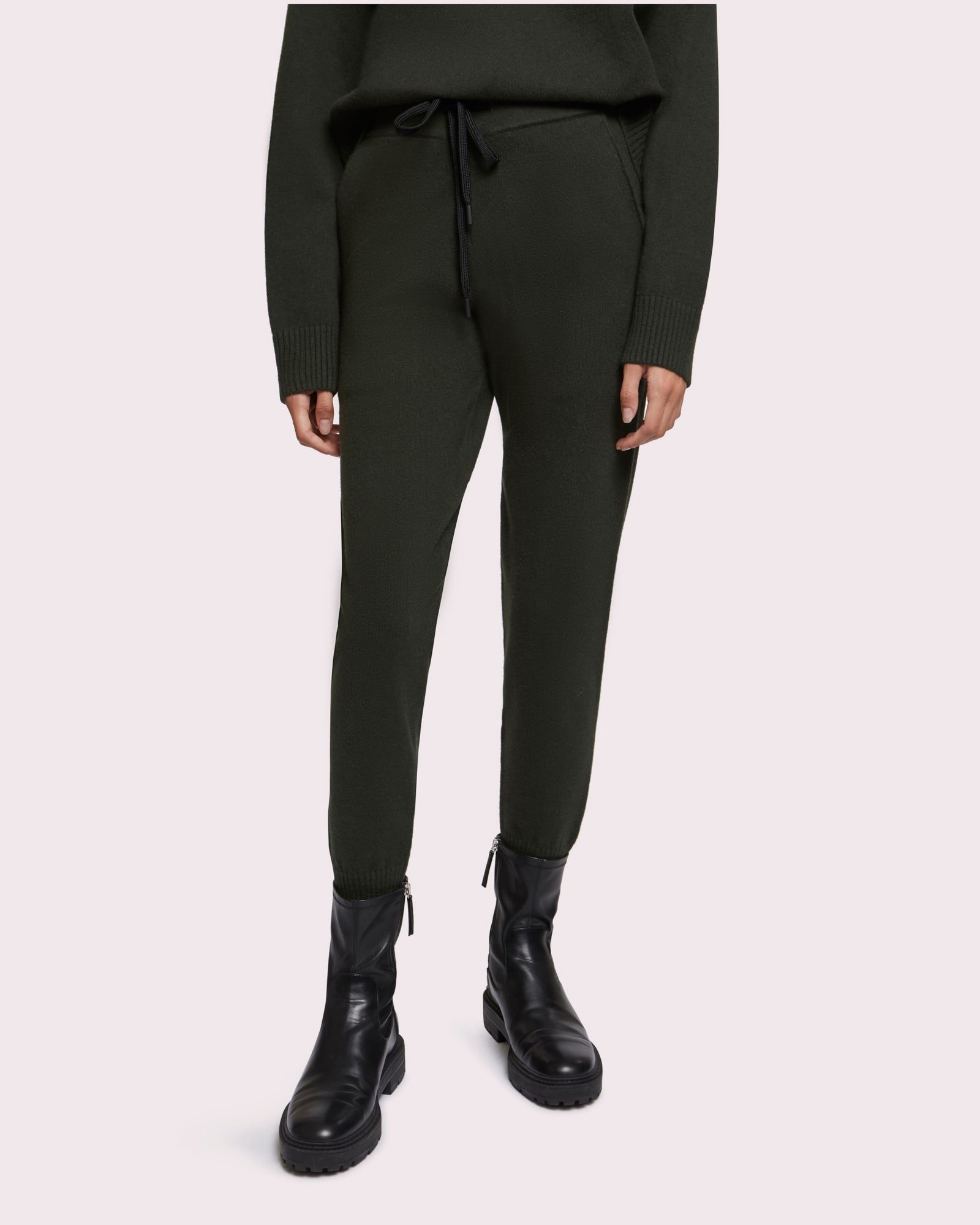 knit trousers khaki