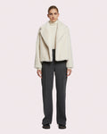 Long-haired mink fur cropped jacket - white