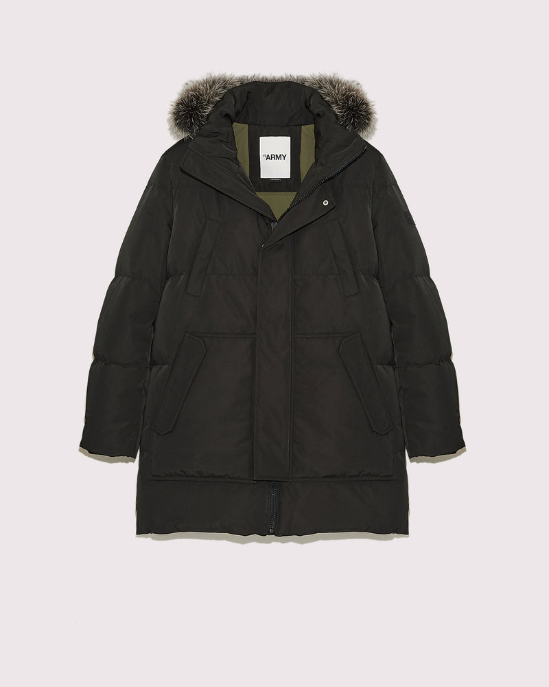 3/4 down jacket with fox fur hood trim-Yves Salomon-Winter sale & boxing day