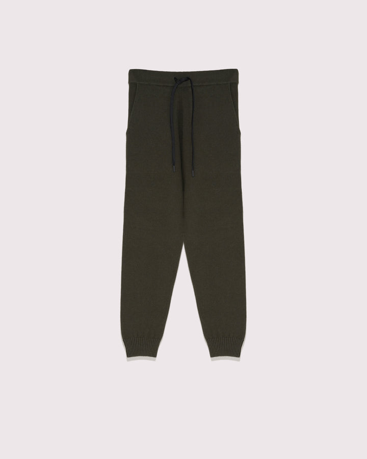 knit trousers khaki