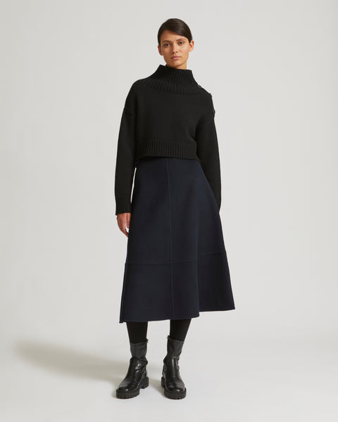 Midi skirt in cashmere wool - navy - Yves Salomon – Yves