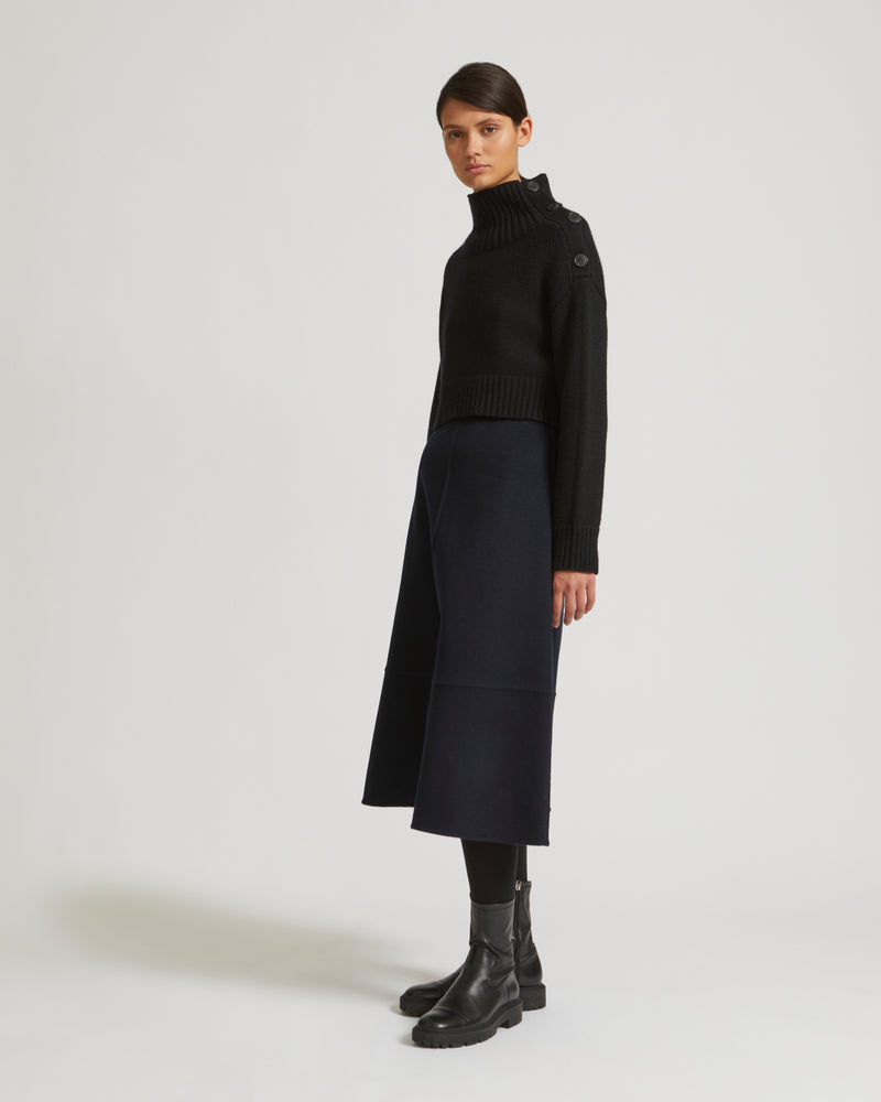 Midi skirt in cashmere wool - navy - Yves Salomon