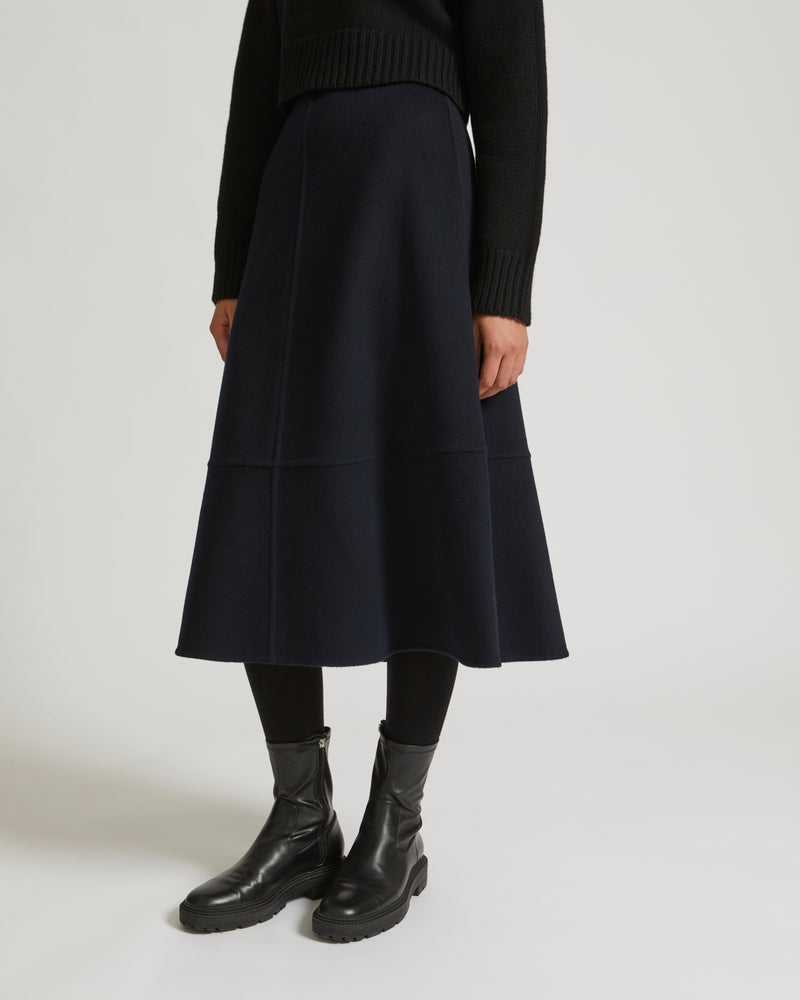 Midi skirt in cashmere wool - navy - Yves Salomon