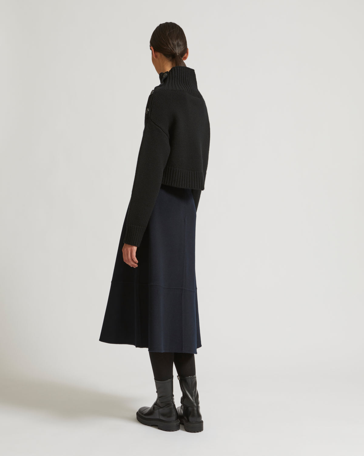 Midi skirt in cashmere wool - navy - Yves Salomon