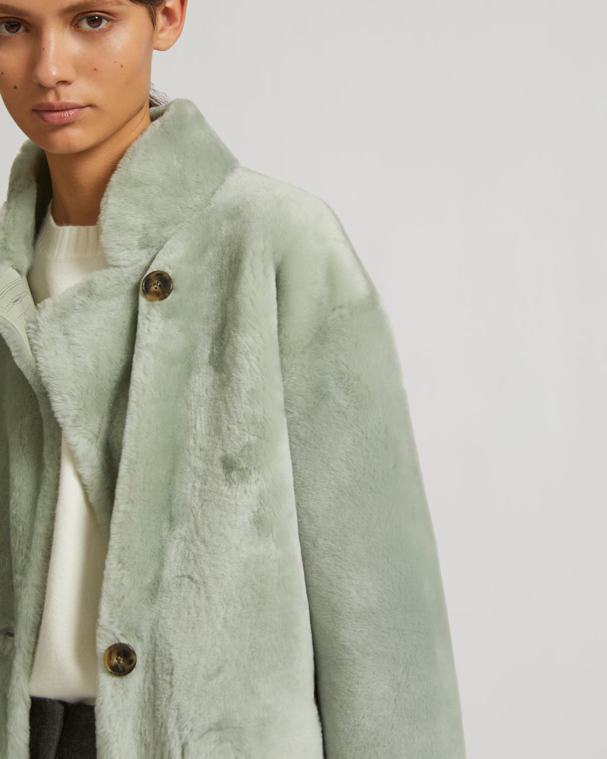 Merino officer coat - turquoise - Yves Salomon