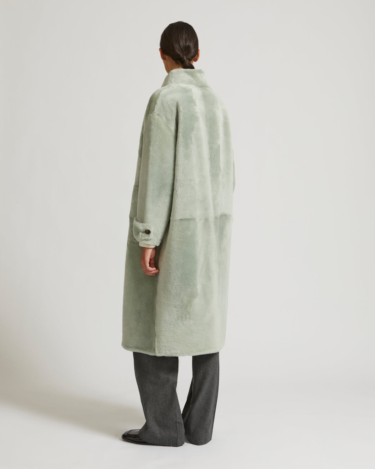 Merino officer coat - turquoise - Yves Salomon