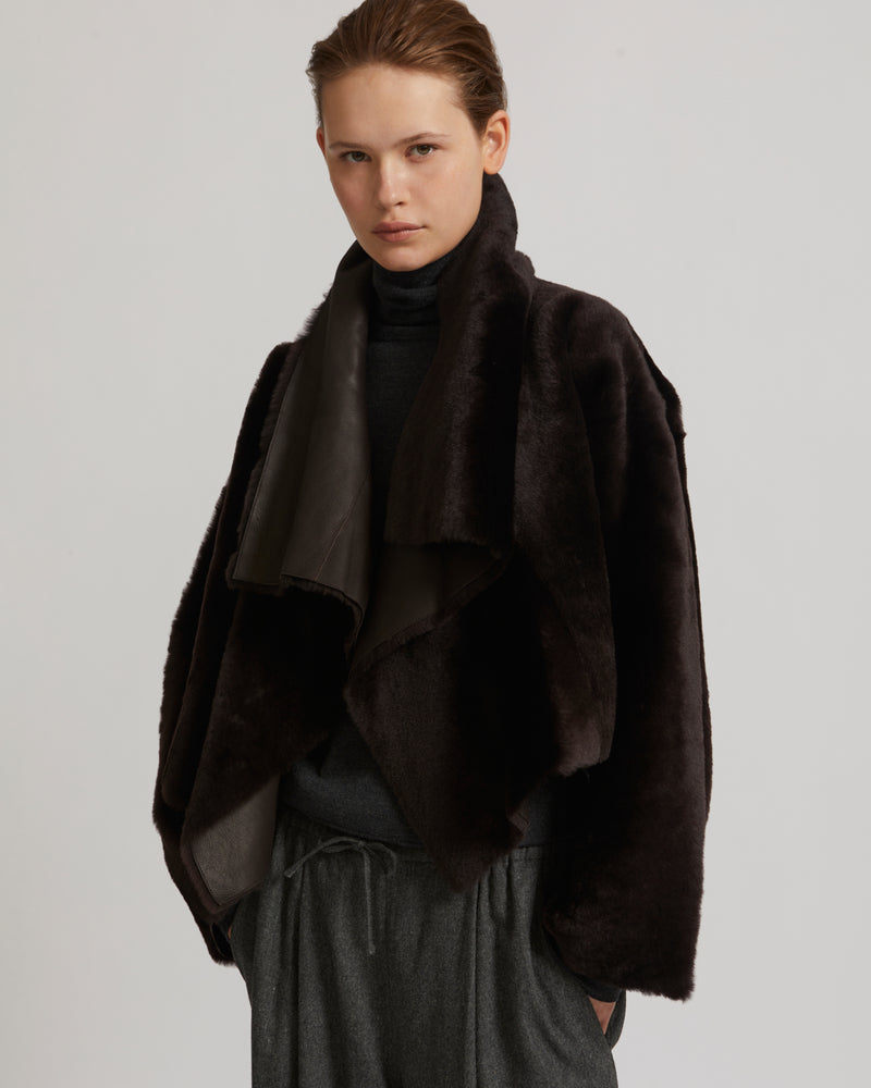 Short jacket in shearling - brown - Yves Salomon