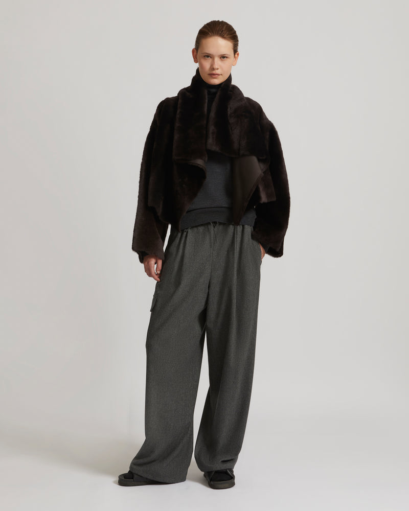 Short jacket in shearling - brown - Yves Salomon