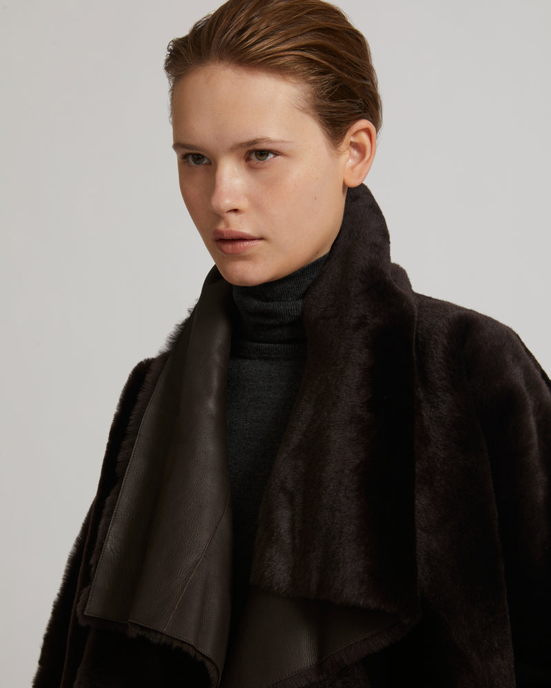 Short jacket in shearling - brown - Yves Salomon