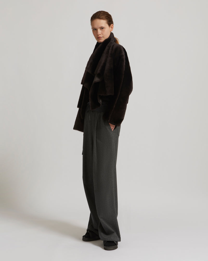 Short jacket in shearling - brown - Yves Salomon