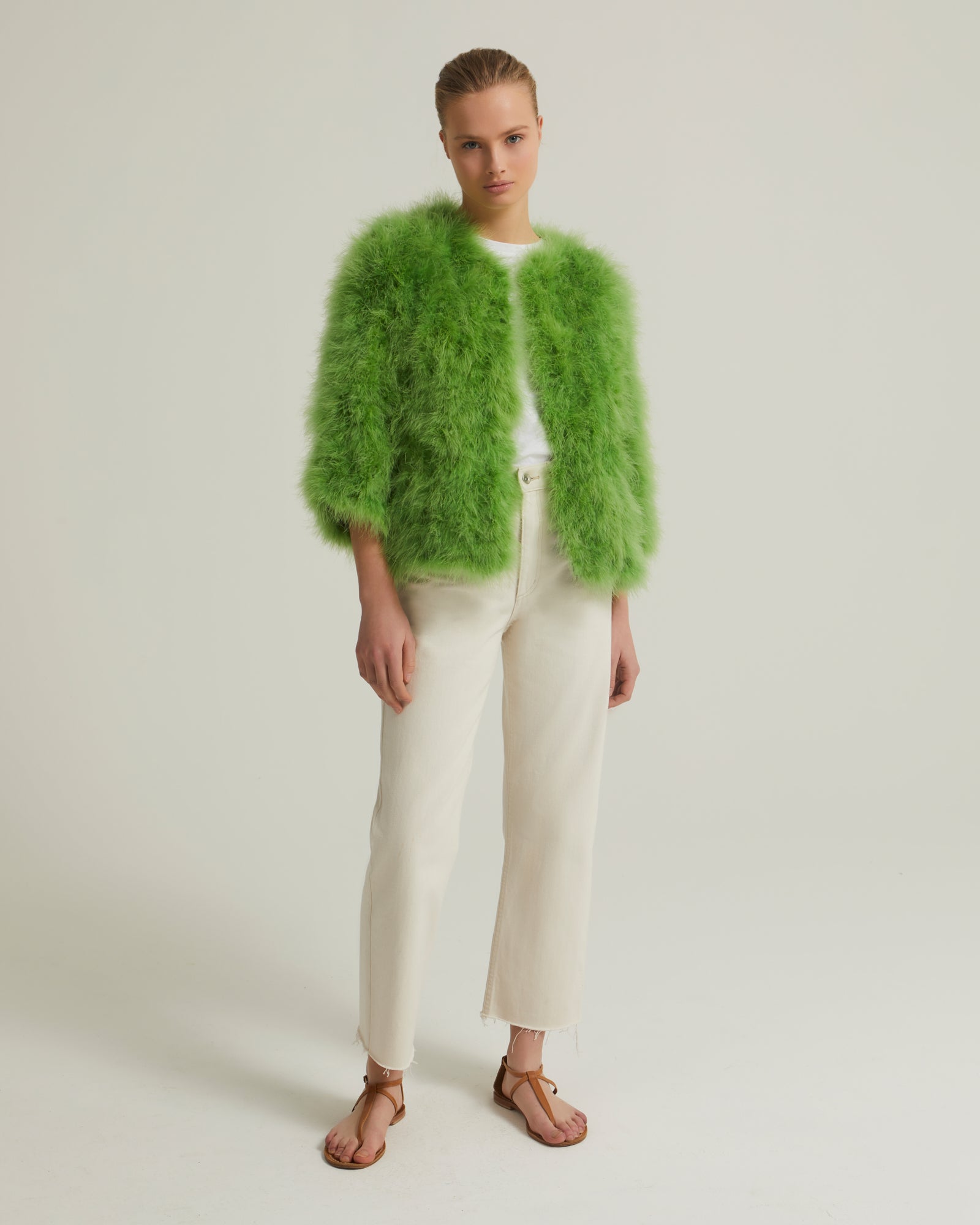 Feather cropped jacket - green - Yves Salomon - Women – Yves