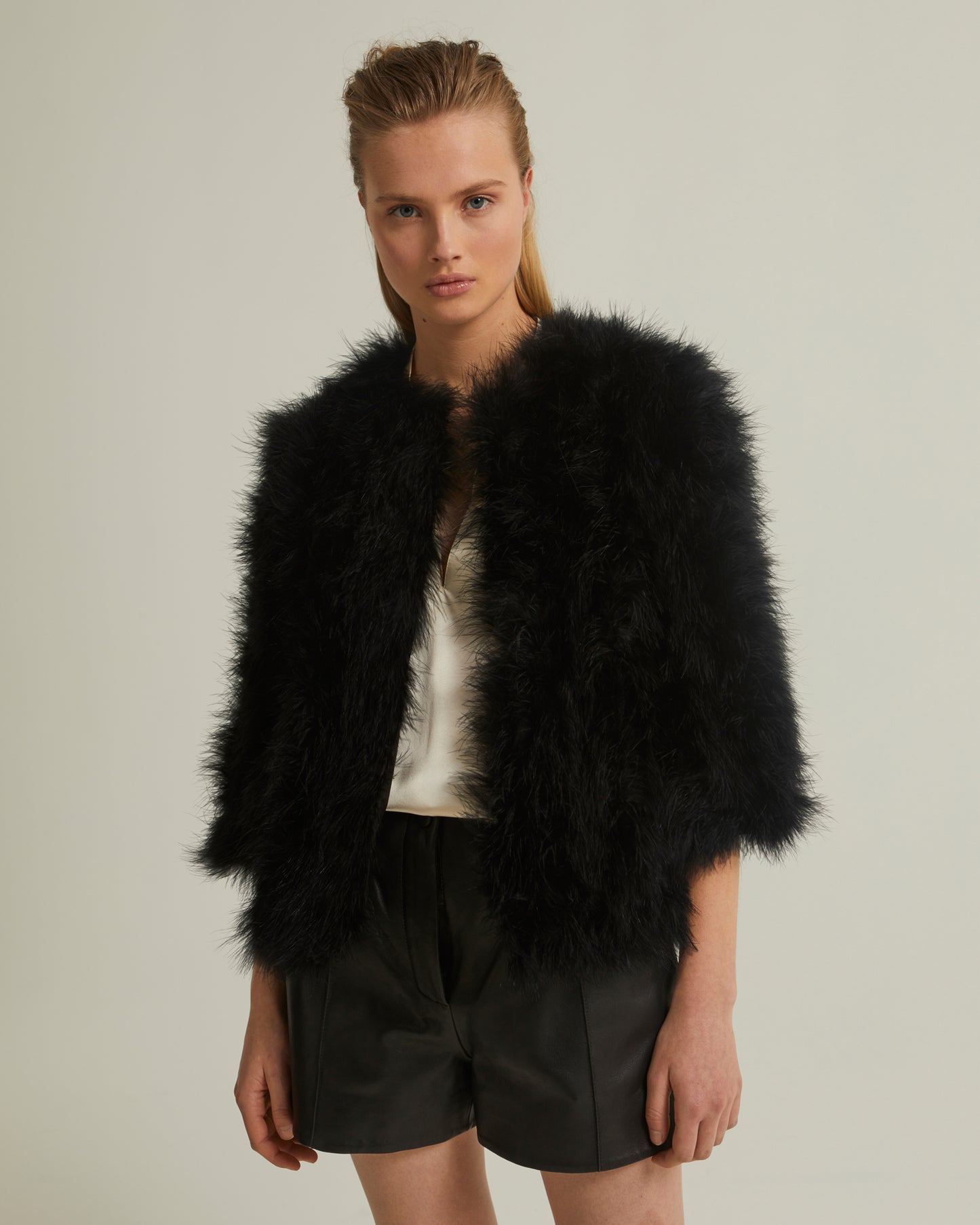 Cropped feather jacket