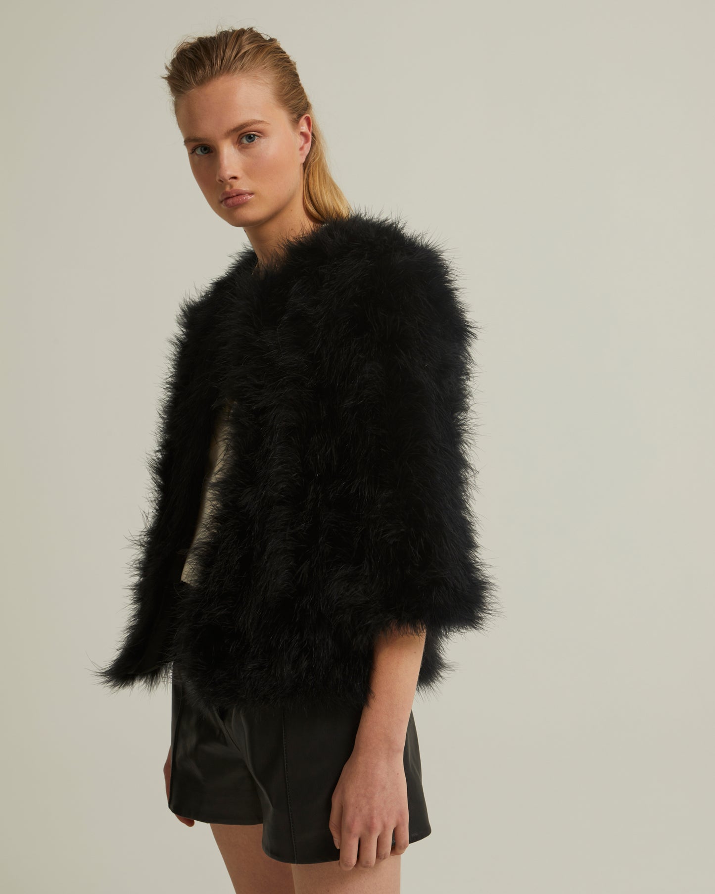 Cropped feather jacket