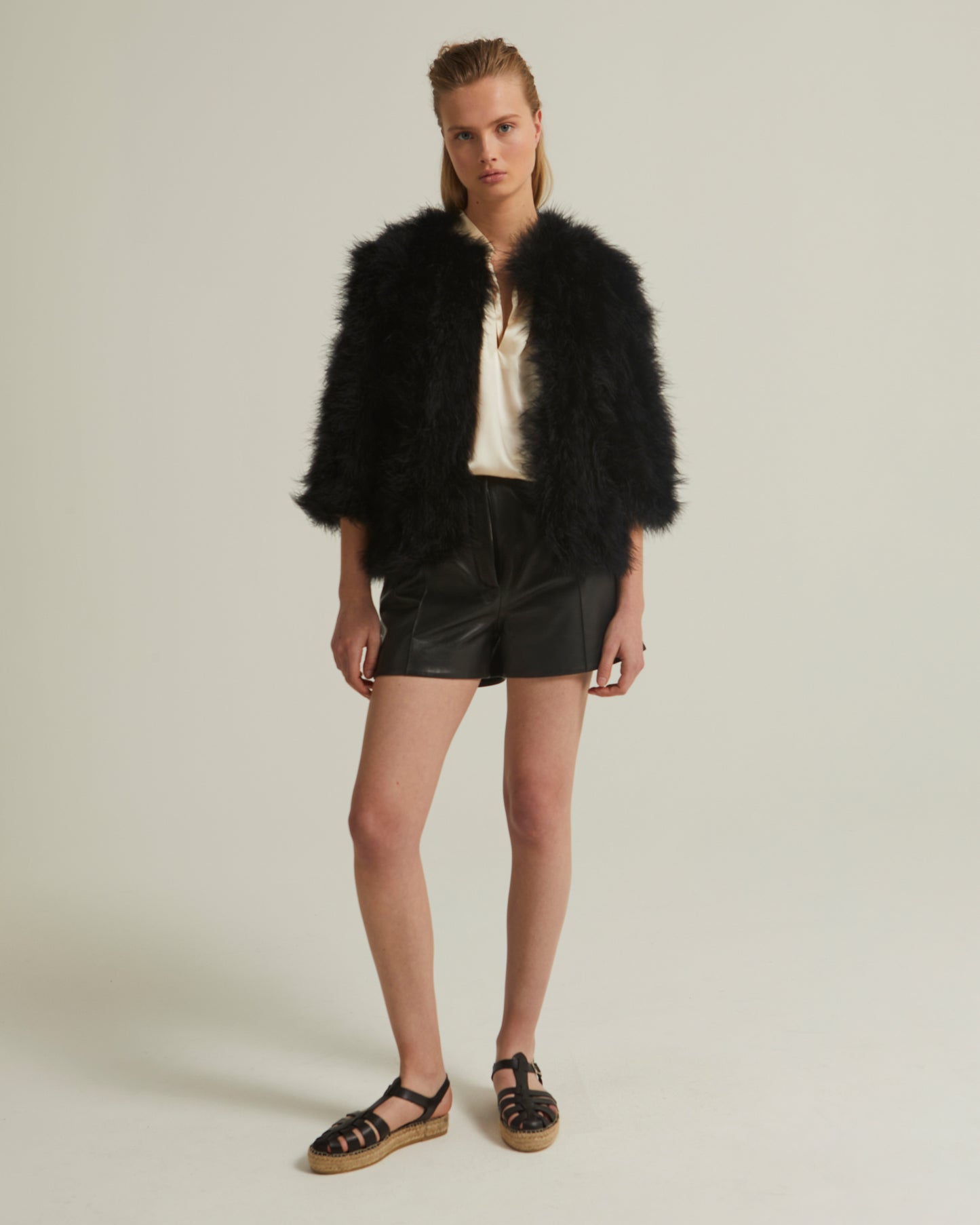 Cropped feather jacket