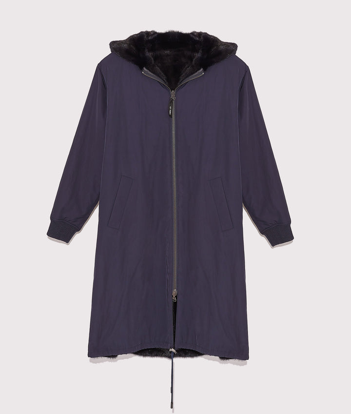 Reversible maxi hoody in mink fur -Yves Salomon