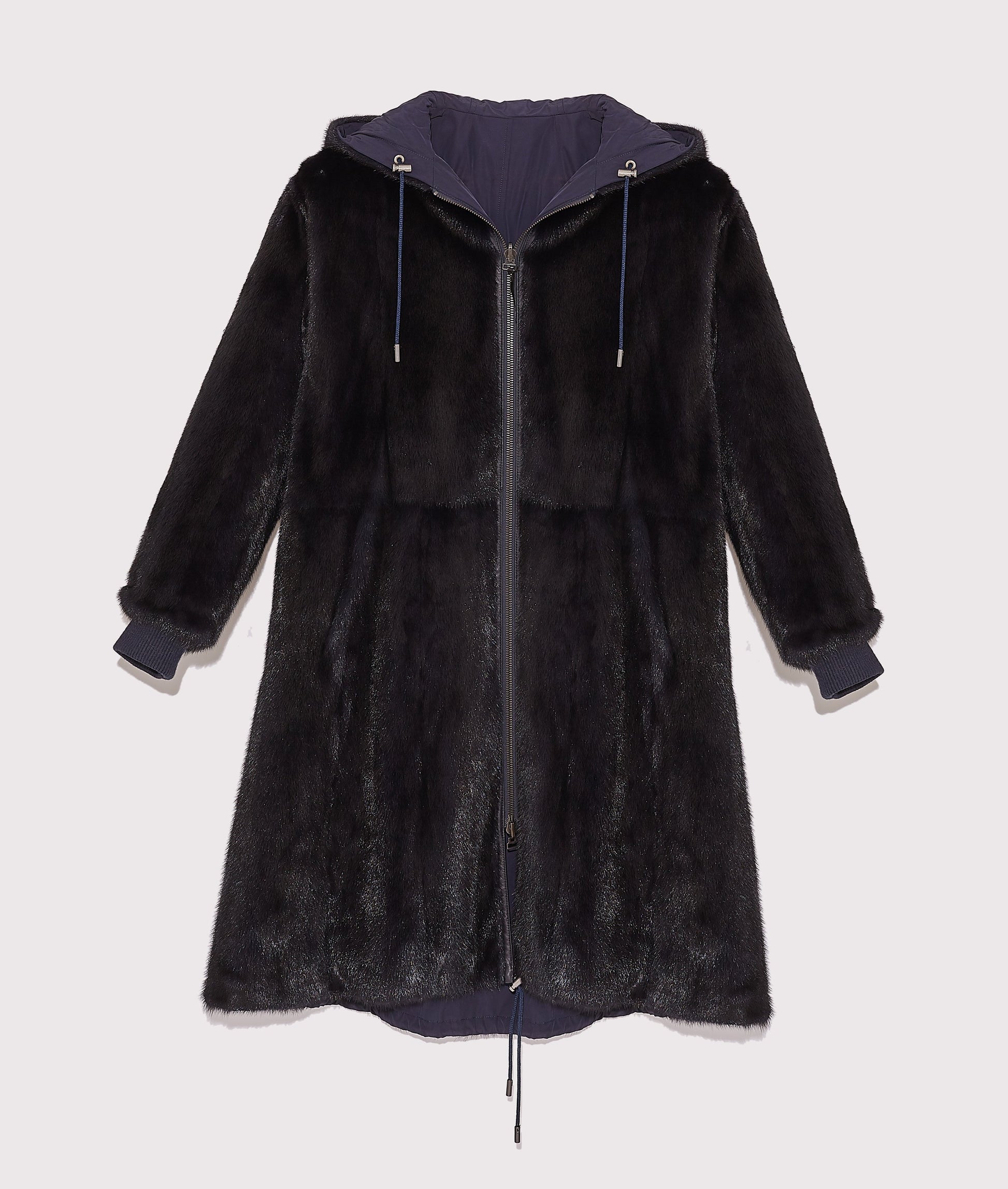 Reversible maxi hoody in mink fur -Yves Salomon