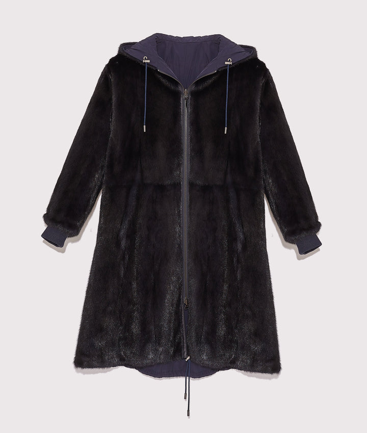 Reversible maxi hoody in mink fur -Yves Salomon
