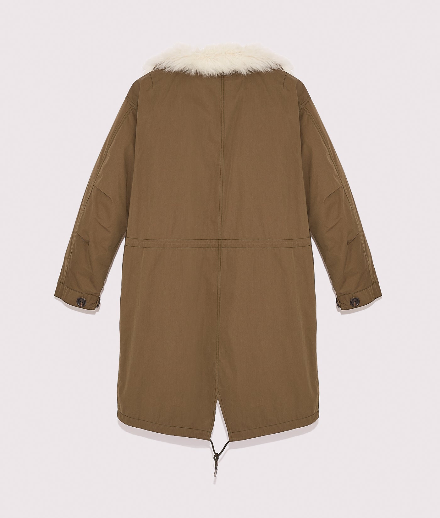 Balck Friday 2025 - Yves Salomon - Reversible Parka in Cotton and Shearling - Khaki