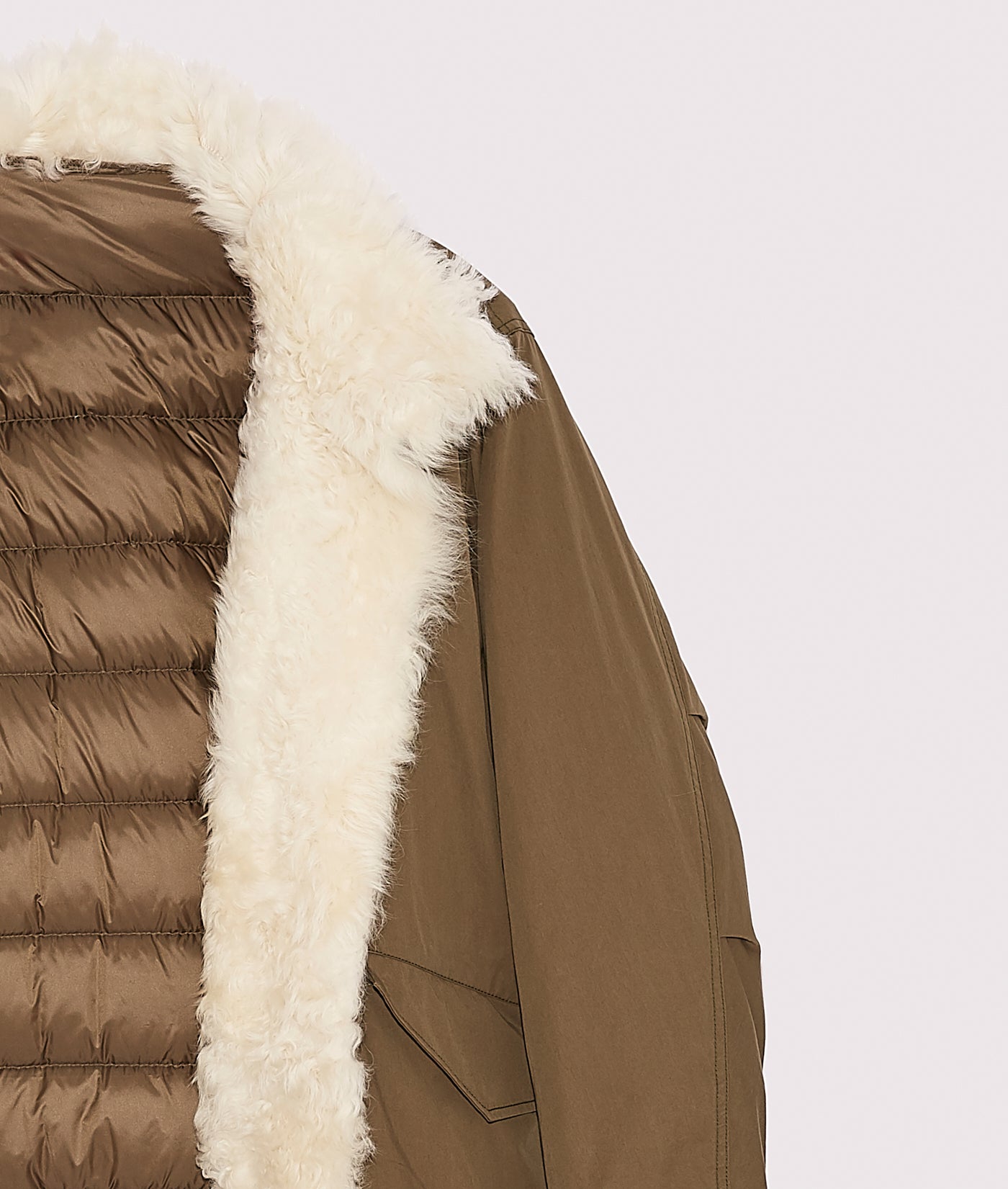 Balck Friday 2025 - Yves Salomon - Reversible Parka in Cotton and Shearling - Khaki